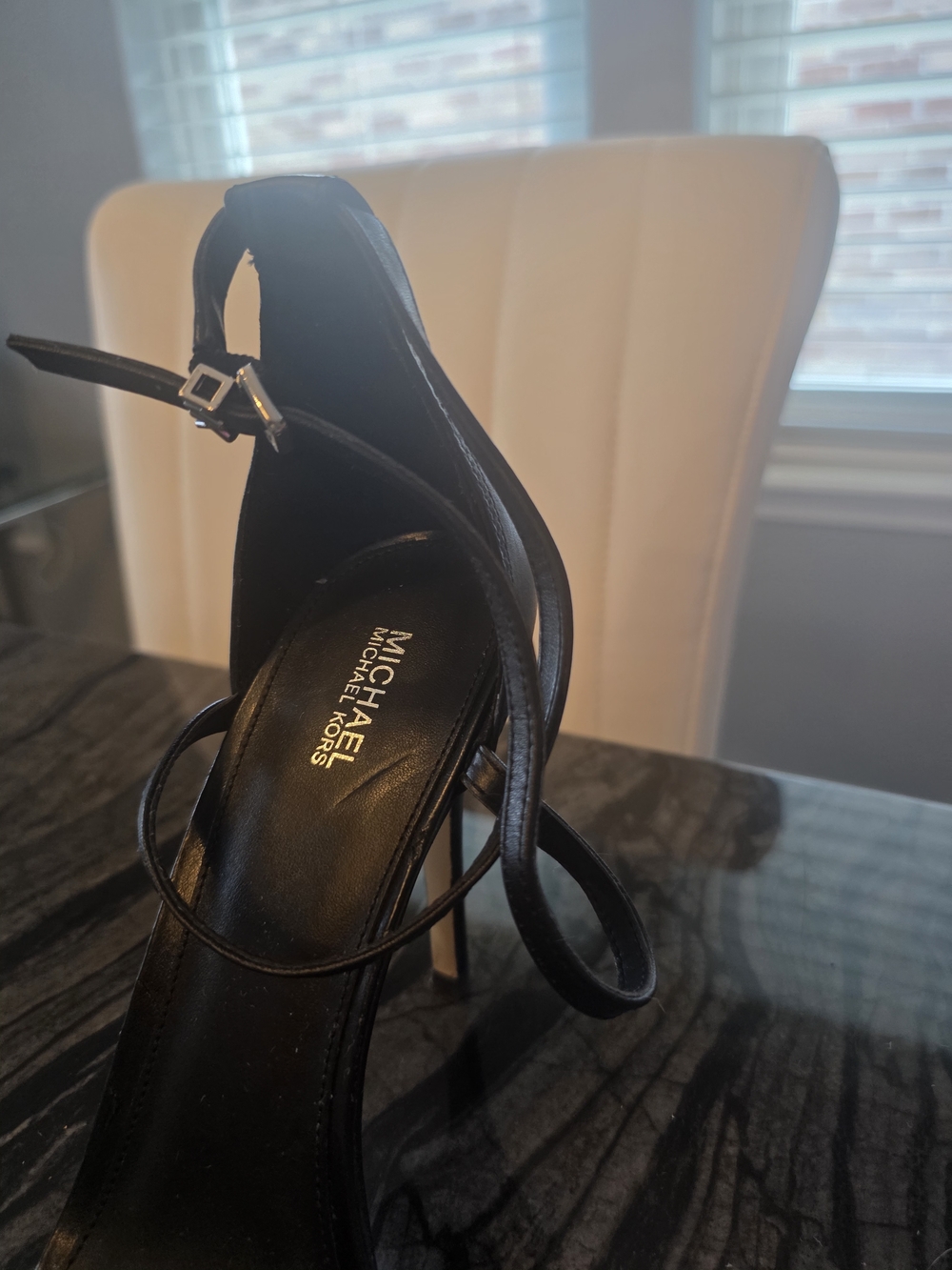 NEWMICHAEL Michael Kors Black Chain-Accent Ankle Strap Sandals NEVER WORN NO BOX - Picture 5 of 6